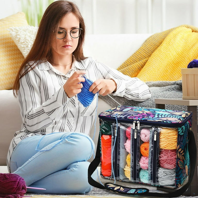 Knitting Tool Storage Bag Capacity Portable Storage Bag Knitting Needles Yarn Bag Portable Clear Visible Oxford S
