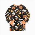 thumbnail image 6 of NOLDARES Toddler Baby Boy Girls Halloween Pajamas Set Kids Pumpkin Ghost Sleepwear 2 Pcs Pjs Cute Cartoon Print Long Sleeve Top and Pants(Black,8-9 Y), 6 of 9