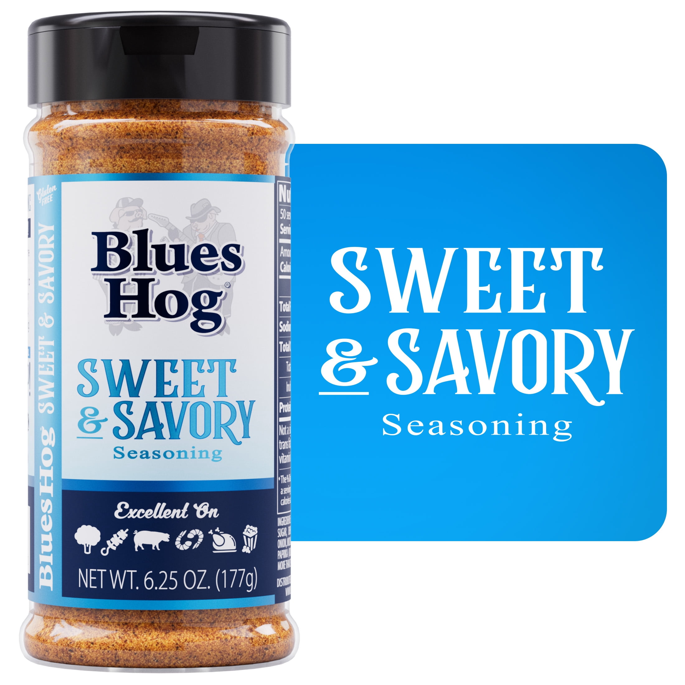 (12 pack) Blues Hog Sweet & Savory Seasoning, Gourmet Dry Rub with Sweet Heat, All-Natural, Gluten-Free, 6.25 oz