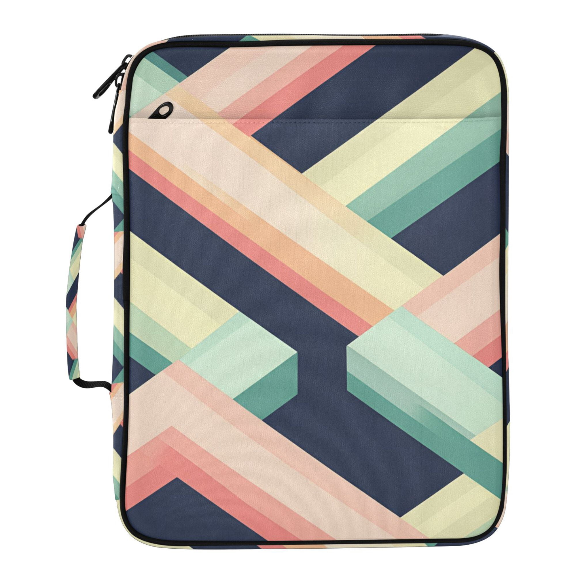 FORMRS Accordion File Folder A4 Size 7-Pocket Expanding Document Organizer Bag with 3 Ring Binder, Green Stripes