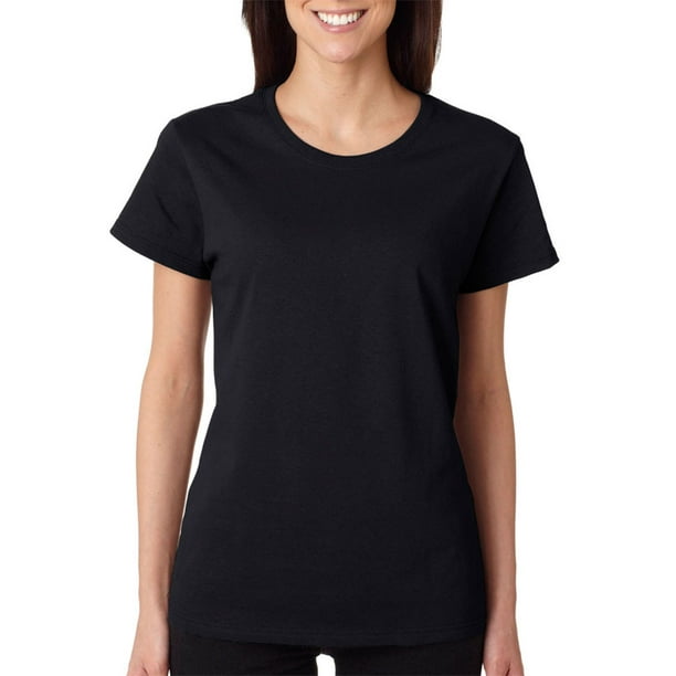 Gildan - Gildan Womens Heavy Crewneck Cap Sleeve T-Shirt, Black, 3XL ...