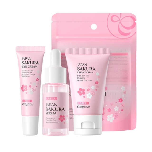 Set para el cuidado de la piel LAIKOU Sakura Japan con sérum, crema y crema para ojos