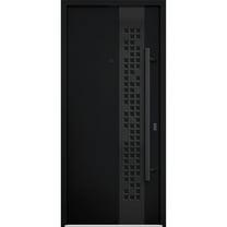 Front Exterior Prehung Steel Door / Deux 6078 Black Enamel / Entry Metal Modern Painted W36" x H80" Left hand Inswing