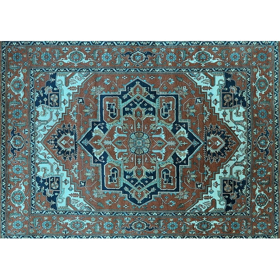 Ahgly Company Machine Washable Indoor Rectangle Oriental Light Blue Industrial Area Rugs, 2' x 3'
