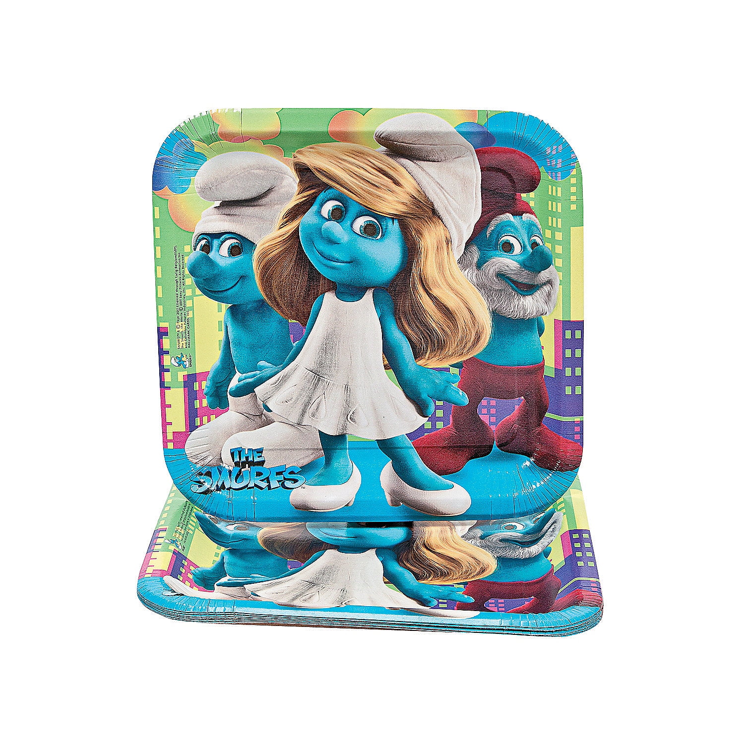 Smurfs Square Dinner Plates - Party Supplies - 8 Pieces - Walmart.com ...