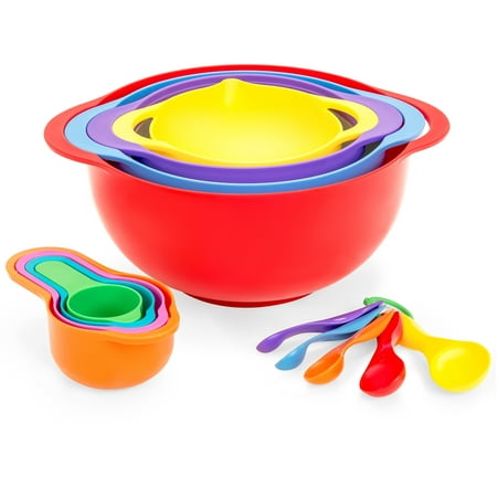 - Best Choice Products 13-Piece BPA-Free Dishwasher-Safe Stackable Kitchen Mixing Bowl Set for Cooking and Baking w/ Measuring Cups, Colander - Multicolor