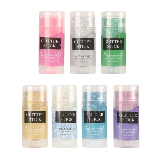 Body Glitter Stick, Cara de Cara Gruesa Amigable Para La Piel Stick de Maquillaje Safe 7 Botellas 0.56 Oz para Lip para Fiestas