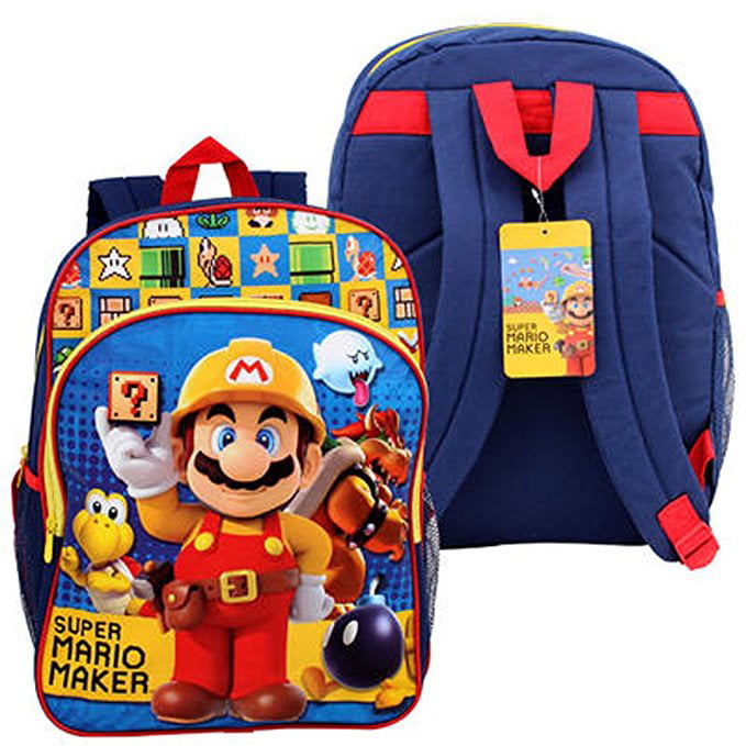 Qushy Super Mario Maker Backpack Schoolbag Bookbag Daypack Blue Bag 