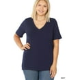 thumbnail image 3 of Zenana Women & Plus Relaxed Fit V-Neck Short Sleeve Basic Jersey T-Shirt Tops, 3 of 3