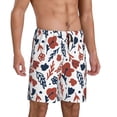 thumbnail image 2 of Fuzoiu Red Blue Leaves Print Pajama Shorts for Men, Men's Pajama Bottoms,Mens Lounge Sleepwear,Pajama Pants with Pocket-X-Large, 2 of 6