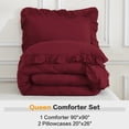 thumbnail image 7 of ANGENIA Burgundy Comforter Sets Queen, 3 Pieces Farmhouse Elegant Ruffle Comforter Sets, All Season Soft Cozy Fluffy Shabby Chic Bed Set(90"x90" Comforter & 2 Pillowcases), 7 of 7