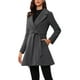 thumbnail image 4 of Abrigo elegante INSPIRE CHIC para mujer con cuello de chal, abrigo largo con cinturón de invierno, color gris oscuro, 4 of 6