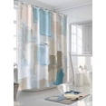 thumbnail image 3 of Abstract Shower Curtain Set ，Waterproof Fabric Shower Curtains Beige Blue Plaid Oil Painting Color Block Contemporary Shower Curtains for Bathroom,Bathroom Decor 36"x72", 3 of 6