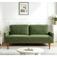 thumbnail image 5 of Xukmct 3 Seater Loveseat Sofa with Wood Legs, Upholstered Velvet Sofa Couch Living Room, Home, Apartment, Office, Green, 5 of 7