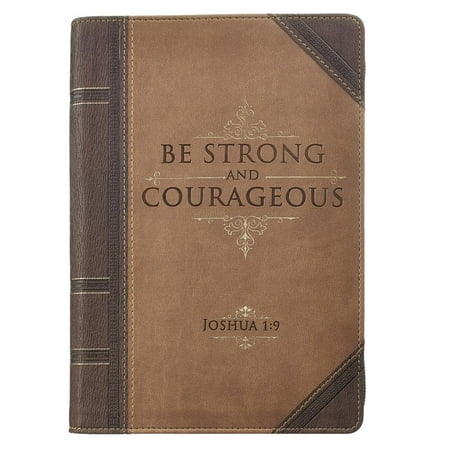 Antique Leather Journals - Journal Lux-Leather with Zipper Be Strong Joshua 1:9 (Hardcover)