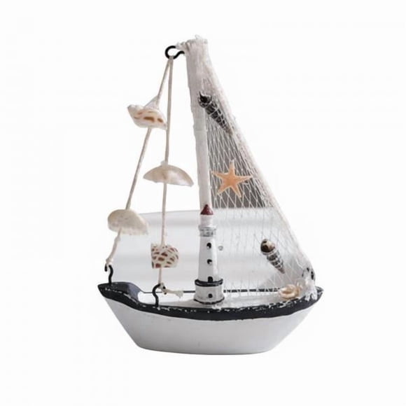 4 Adornos De Velero De Madera, Regalo Ideal, Modelo De Velero De Madera Hecho A Mano, Figura De Barco Mediterráneo Para Estudiantes, Sala De Estar, Dormitorio, Baño, 14 Shell White 4 piezas