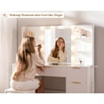 thumbnail image 4 of Merluxy 47.2" Girls Vanity Desk with Mirror and Adjustable LED Lights, 7 Drawers Makeup Table with Glass Top and Charging Station, White, 4 of 9