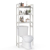 Costway Over-The-Toilet Storage Shelf Space Saving Metal Bathroom Organizer Hooks White