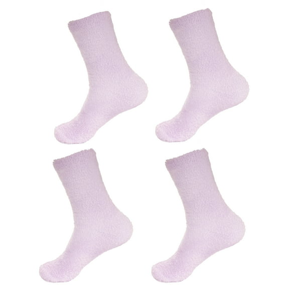BambooMN Women's Fuzzy Soft Colored Cozy Plush Warm Fluffy Socks - Lavender Purple - 4 Pairs