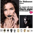 thumbnail image 3 of GLAMERMAID Uñas postizas blancas desnudas, punta francesa media negra, uñas postizas góticas de Halloween, kits de uñas postizas acrílicas con pegamento en barra de serpiente con purpurina, juegos de, 3 of 5