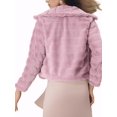 thumbnail image 3 of INSPIRE CHIC Veste Courte Duveteuse pour Femme en Fausse Fourrure à Col Rabattu, Ouverte à L'Avant, L Rose, 3 of 6