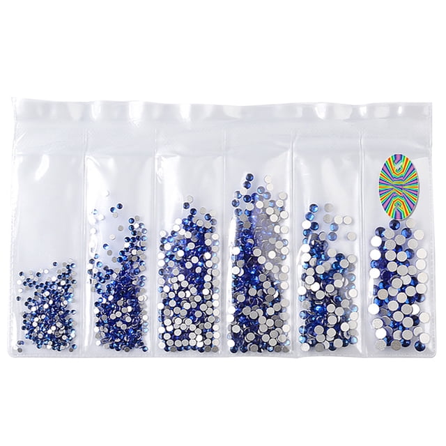Flatback Rhinestone 6-Size Shiny DIY Round Crystal Gem Flatback Gem for Nail Art