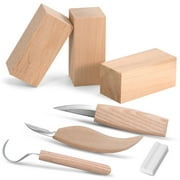 [Complete] Wood Carving Tools Kit Knife Whittling Woodworking Set, Includes 3 Basswood Carving Blocks, Knife, Detail Wood Knife, Whittling Knife
