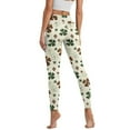 thumbnail image 2 of Renewold Clover Polka Dot Beige Womens Leggings with Pockets High Waist Hip Lift Tummy Control Pocket Yoga Pants Buttery Soft Stretchy Workout Yoga Pants with Plus Size, XL, 2 of 8