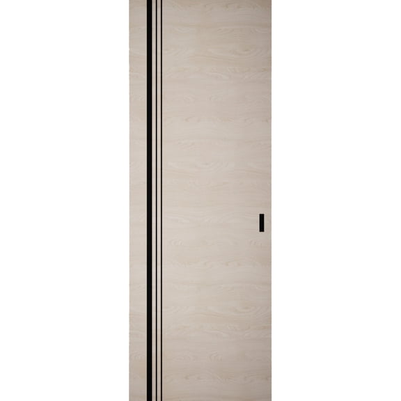 Hidden Barn | Planum 0011 Natural Veneer | Sturdy Finished Flush Modern Doors | Magic Concealed Sliding Set 18" x 80"
