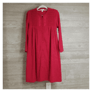 Miss Elaine Red Robe House Coat Cover up Snap Button, Red, L