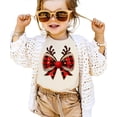 thumbnail image 2 of Red and Black Check Christmas Bow Shirt for Women Teens and Kids Reindeer Antlers Tee Natural Shirt 18 Months, 2 of 5