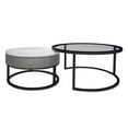 thumbnail image 2 of TY Arts & Culture Modern Glass Round Coffee End Table Set of 2 Grey, 2 of 9