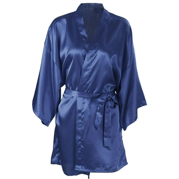 Simplicity Women's Silk Satin Short Bridal Kimono Robe Sleepwear