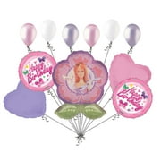 JECKAROONIE 11 pc Barbie Flower Balloon Bouquet Decoration Happy Birthday Party Doll Girl