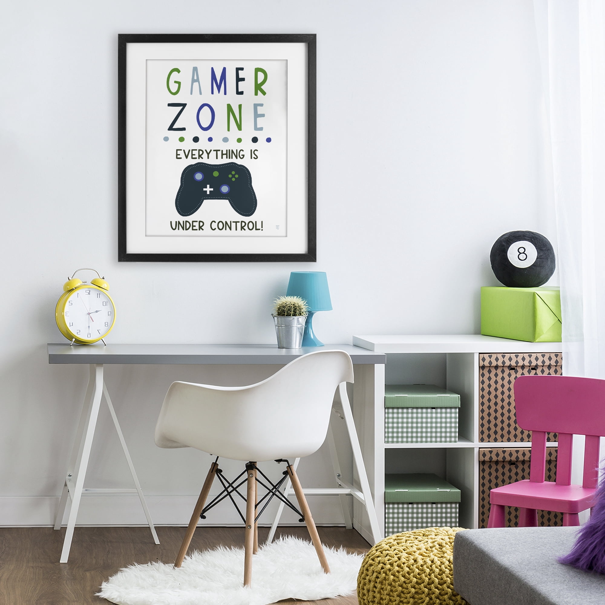 Stupell Industries Everything Under Control Gamer Zone Black Framed Print Under Glass, design by Elizabeth Tyndall