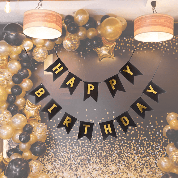 Black Happy Birthday Banner Birthday Letters Banner "Happy Birthday" Alphabet Banner Birthday Party Supplies