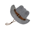 thumbnail image 2 of Wweixi Materials Suitable For Seaside Vacation Brown Cowboy Hat For Men Summer Straw Navy blue, 2 of 6