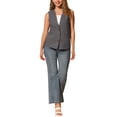 thumbnail image 2 of INSPIRAR CHIC Tapa sin mangas de botón para mujer, de algodón y lino, con cuello en V, chaleco casual, XS, gris oscuro, 2 of 6