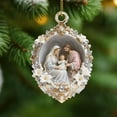 thumbnail image 2 of Christmas Nativity Ornament Round Signboard, Virgin Mary Blessed Mother Ornament with Pearl, Lily & Crystal Border, Christmas Tree Decor, Catholic / Christian Decor Jesus Birth Christmas Ornaments, 2 of 4