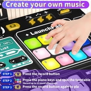 JoyStone Kids DJ Mixer Toy with Bluetooth, Turntable, Piano Keys & Microphone, Light-Up DJ Controller Board for Toddlers & Beginners, Musical Instrument Toy Gift for Ages 3-8, Black