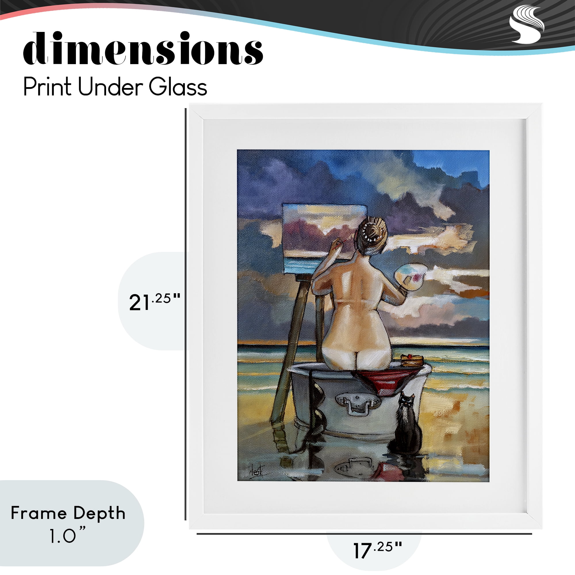 Stupell Industries Painting Up A Storm White Framed Print Under Glass, design by Ronald West