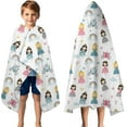 thumbnail image 3 of Princess Carriage Castle Pattern Hooded Bath Towel，50"x30" for Ages 3 To 12 Kids, Quick Dry Lightweight Soft Microfiber Hood Beach Towel Cover Up for Kids, 3 of 7