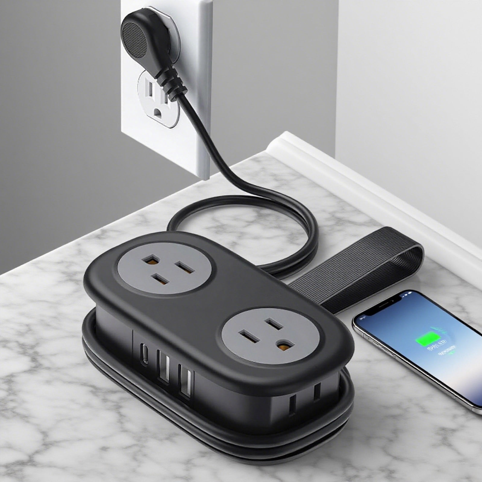 7 In One Power Strip Travel Power Strip With 4 AC USB Ports Extension Cord For Home College Dorm Electrical Tool