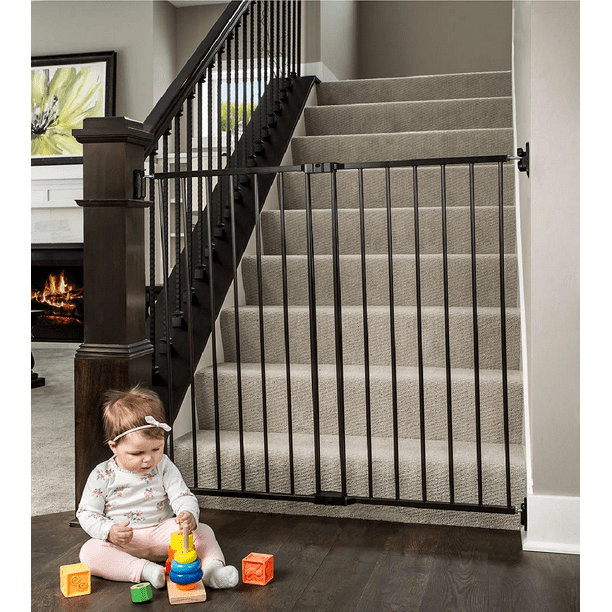 Indoor Safe Gate, Safety Baby Gate Fits Openings 24-40.5 Inch Wide, 38 Inch  Tall Walk-Through Baby and Pet Gate, 2-In-1 Extra Tall Easy Swing Stairway  and Hallway Walk Through Baby Gate, Black 