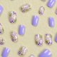 thumbnail image 3 of Uñas postizas adhesivas Tyuimhx moradas con flores, cortas y ovaladas, 24 piezas, 3 of 6