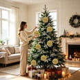 thumbnail image 6 of Large Gold Glitter Christmas Ball Ornament, 5.91 Inch Sparkling Hanging Bauble, Shatterproof Xmas Tree Decor, 6 of 9