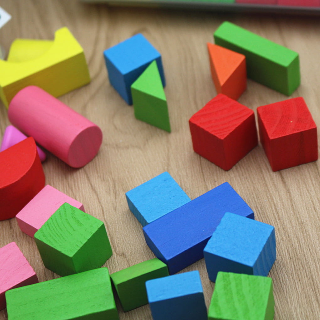 Infant Wood Blocks Toys Geometric Shape Stacking Building Blocks 