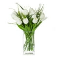thumbnail image 3 of Enova Home  Mixed Real Touch Tulip and Star Grasses Artificial Flowers Arrangement in Rectangular Glass Vase for Home Decór, 3 of 4