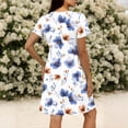 thumbnail image 5 of Edvintorg Womens Casual Dress Loose Fit Lightweight V Neck Short Sleeve Flora Dresses Womens Fashion Summer Clothes White S, 5 of 7