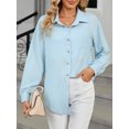 thumbnail image 5 of Cuteduck Women Fall Button Up Shirt Solid Color Long Sleeve Lightweight Business Casual Top with Pocket S-2XL, 5 of 7